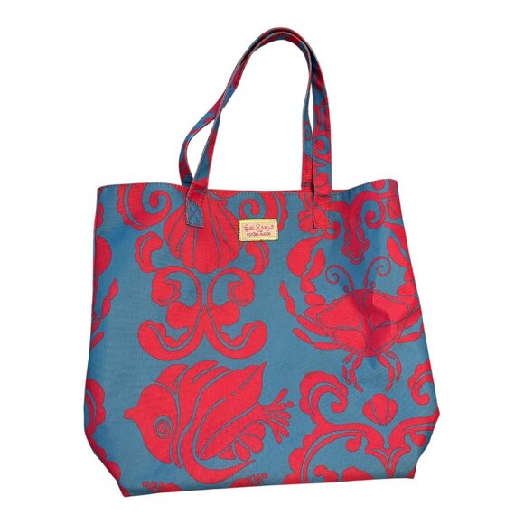 Lilly Pulitzer x Estée Lauder Boho Beach Tote Bag – Coral Crab & Floral Print – - Picture 1 of 5